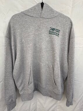 New Balance Heather Gray Pullover Hoodie with Green Logo